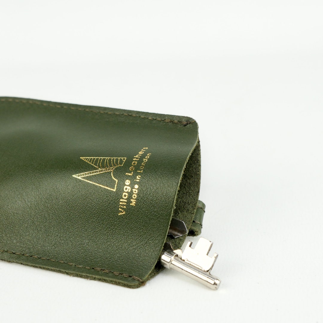 Hand Made Green Leather Key Holder// Small and Soft Olive Bell Key ...