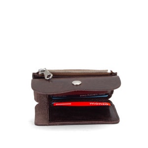 Cartera de cuero marrón / Cartera de cuero con monedero / Monedero y tarjetero de cuero sostenible imagen 10