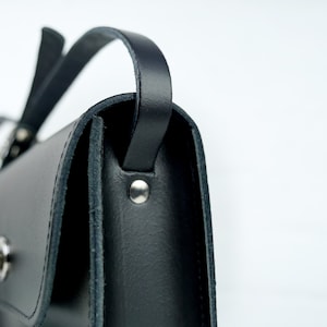 Black Leather Crossbody Bag Small Black Leather Satchel Handbag Black Leather Saddle Bag Handmade Black Leather Purse image 10