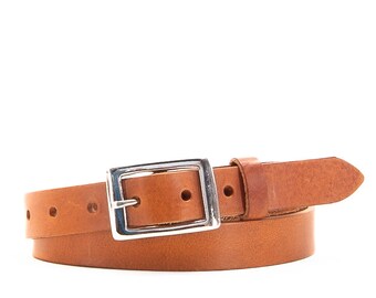 Ceinture Cuir Créateur Italien Marron Argent 24-27 - Occasion Classique Skinny