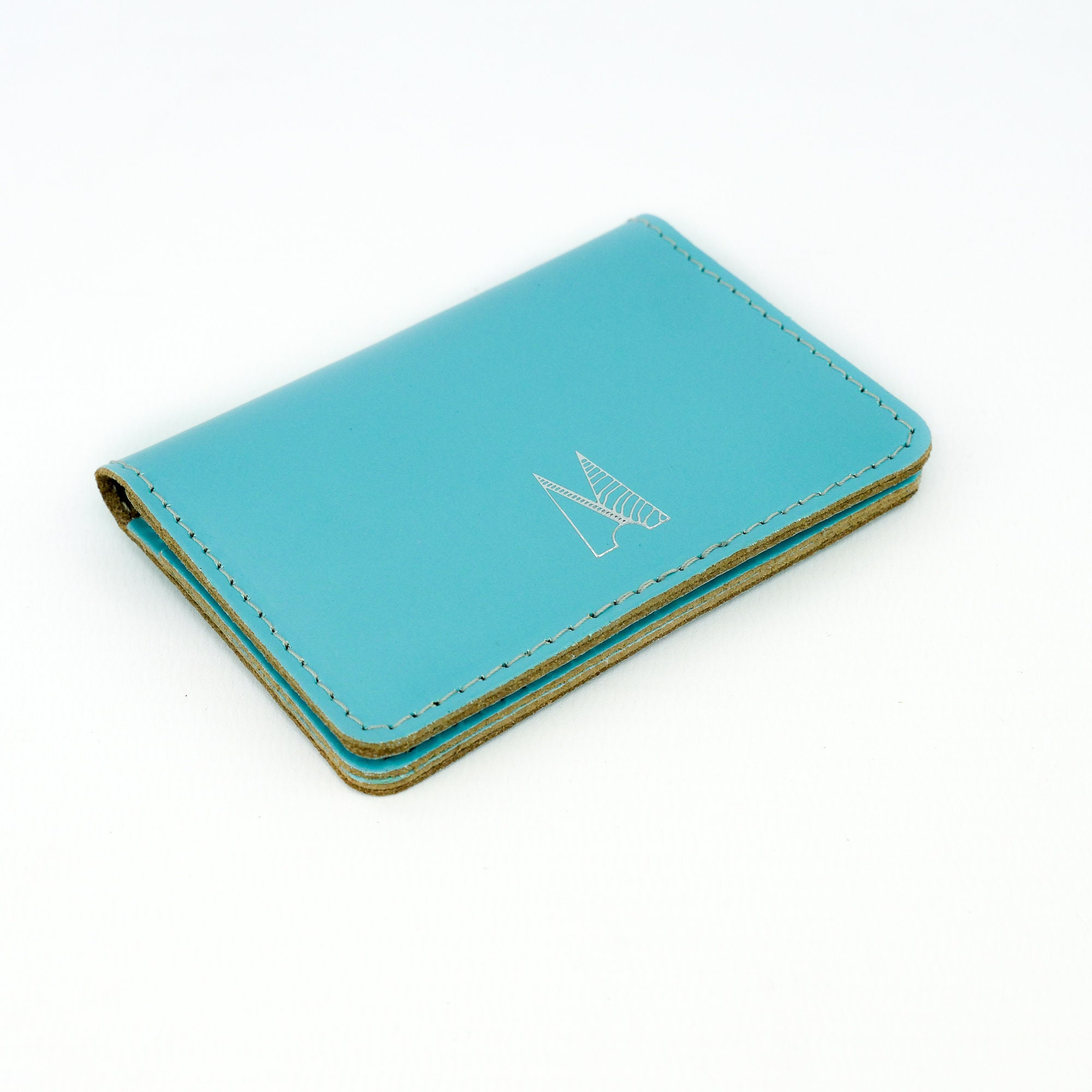 Handmade Sky Blue Card Holder // Personalised Leather Wallet Etsy