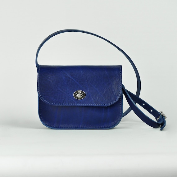 Blue Leather Shoulder Bag Vibrant Crossbody Handbag Blue - Etsy Canada