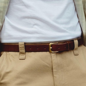 Handmade Brown Leather Belt, Full Grain Italian Veg Tan, 25mm (1"), Interchangeable Buckle