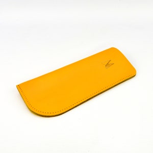 Leather Glasses Case Chroma Yellow Handmade // Bright Spectacles Holder Sunglasses Pouch