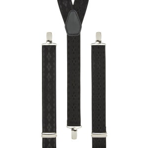 Men&#39;s Black Diamond Textured Braces | Unisex Elastic Clip on Braces | Novelty Hipster Suspenders for Men | Trouser Braces