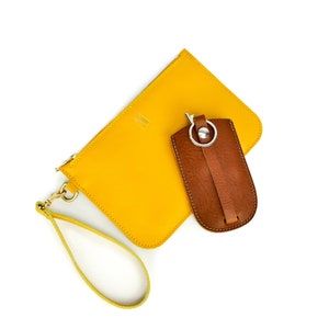 Yellow Leather Clutch Bag Handmade // Soft Italian Leather Wristlet // Roam image 6