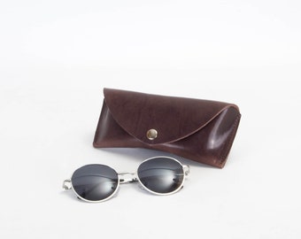 Handmade Leather Sunglasses Case, Full Grain Veg Tan Brown 