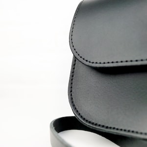 Black Leather Crossbody Bag Small Black Leather Satchel Handbag Black Leather Saddle Bag Handmade Black Leather Purse image 3