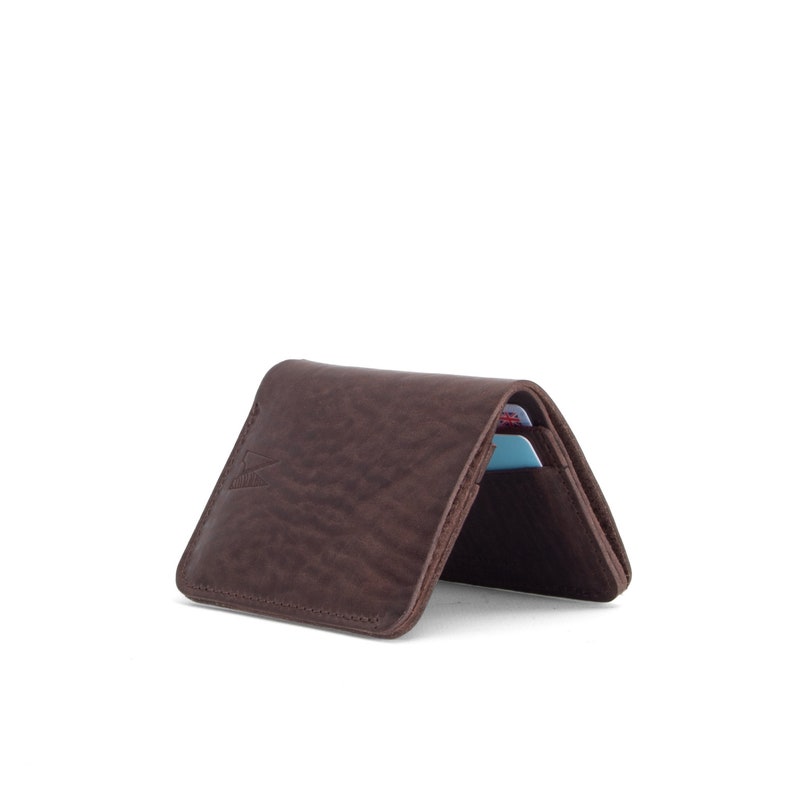 Cartera de cuero marrón / Cartera de cuero delgada / Made in London / Cartera de cuero sostenible imagen 3