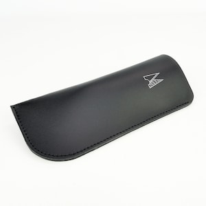 Estuche de cuero para gafas negro hecho a mano // Estuche brillante para gafas // Chroma