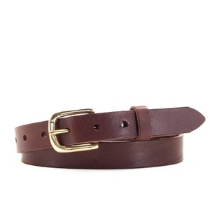 Brown Leather Belt 1&quot; // Full Grain Leather Belt Brown // 25mm Womens Belt // skinny Mens Belt