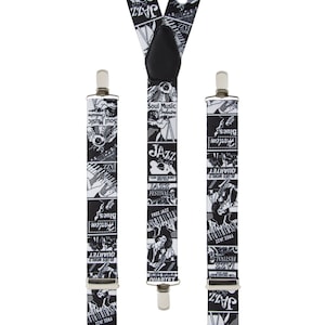 Men&#39;s Jazz Braces | Unisex Elastic Clip on Braces | Novelty Hipster Suspenders for Men | Trouser Braces