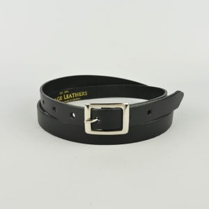 Black Leather Belt Handmade 3/4" // Ladies 20mm Real Leather Skinny Belt