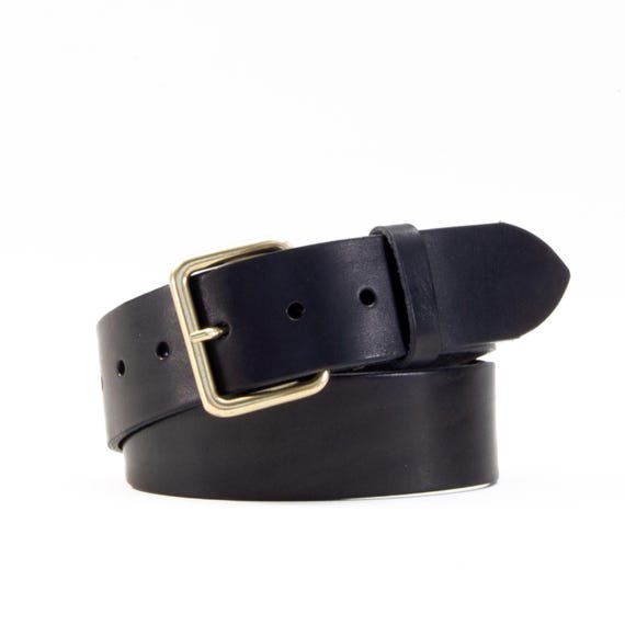 Handmade Wide Black Leather Belt, Full Grain Italian Veg Tan, 44mm