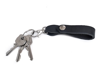 Black Leather Belt Loop Key Ring
