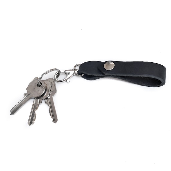 Black Leather Belt Loop Key Ring