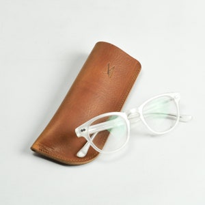 Tan Leather Glasses Case | Leather Sunglasses Sleeve | Brown Leather Spectacles Slip | Missouri