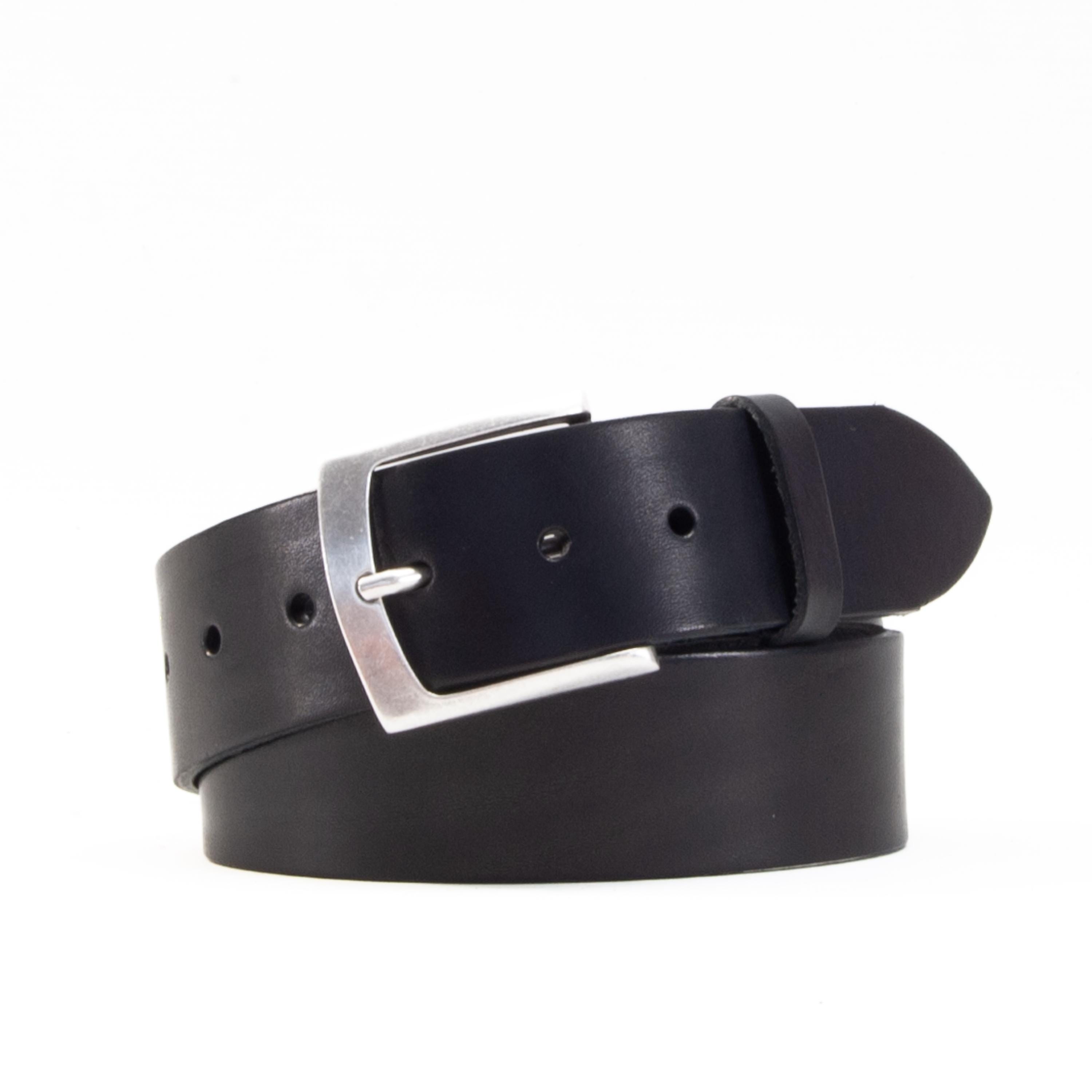 Handmade Wide Black Leather Belt, Full Grain Italian Veg Tan 