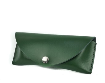 Dark Green Sunglasses Case // British Racing Green Leather // Glasses Case // CHROMA