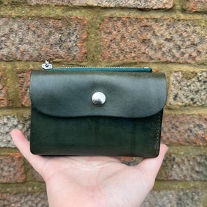 SALE | Green Leather Purse | Leather Wallet with Coin Purse | Sustainable Leather Cash and Card Purse