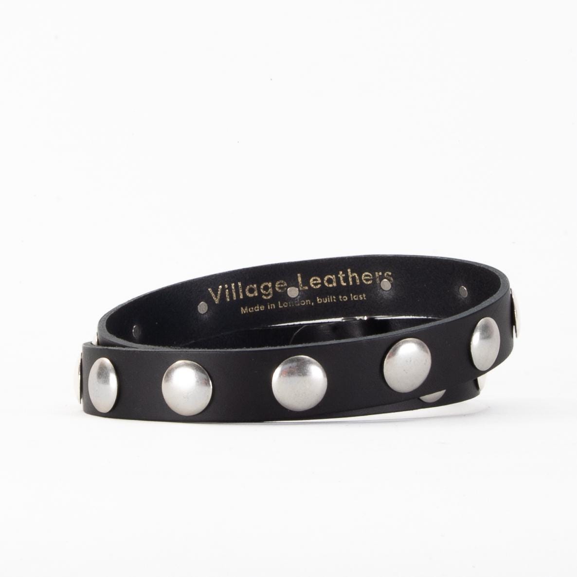 Black Leather Silver Stud Belt With Matching Metal Tip | 1