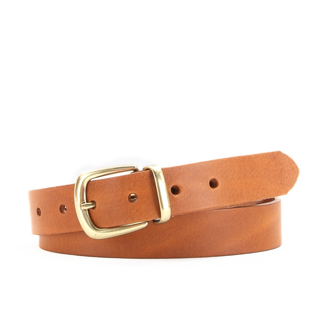 Tan Leather Belt | Buckle and Metal Loop Belt | 30mm Leather