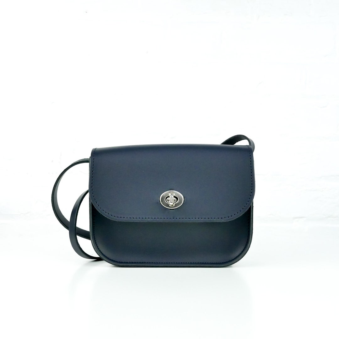 Navy Leather Everyday Bag // Handmade Navy Shoulder Bag // Unusual Blue