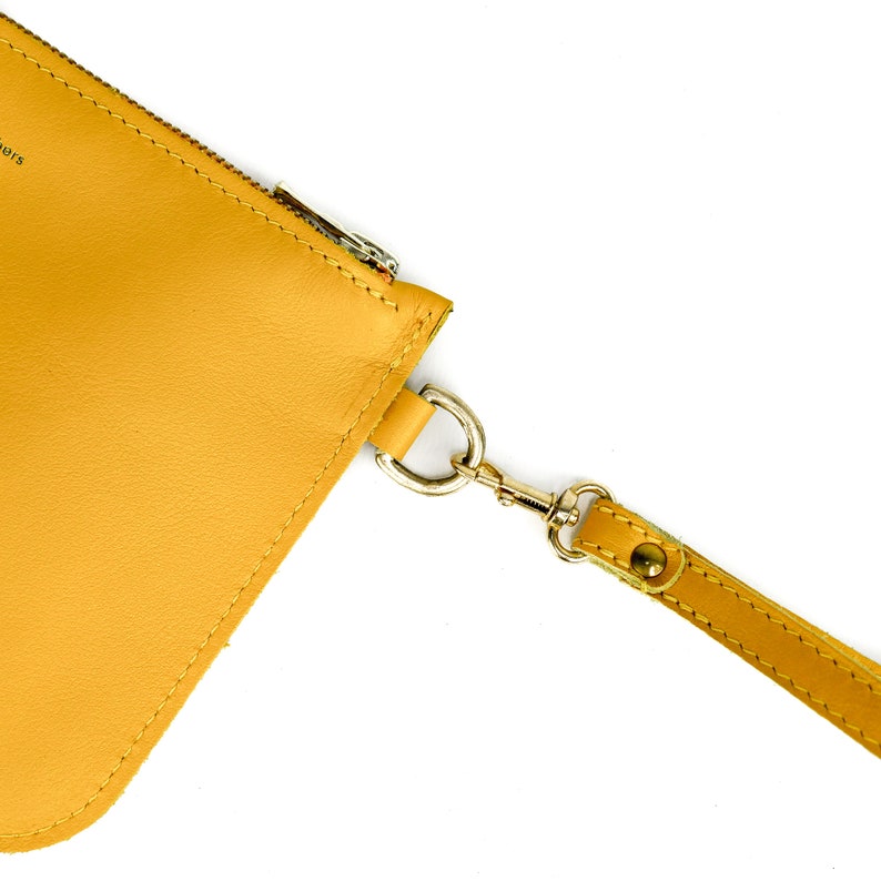 Yellow Leather Clutch Bag Handmade // Soft Italian Leather Wristlet // Roam image 3