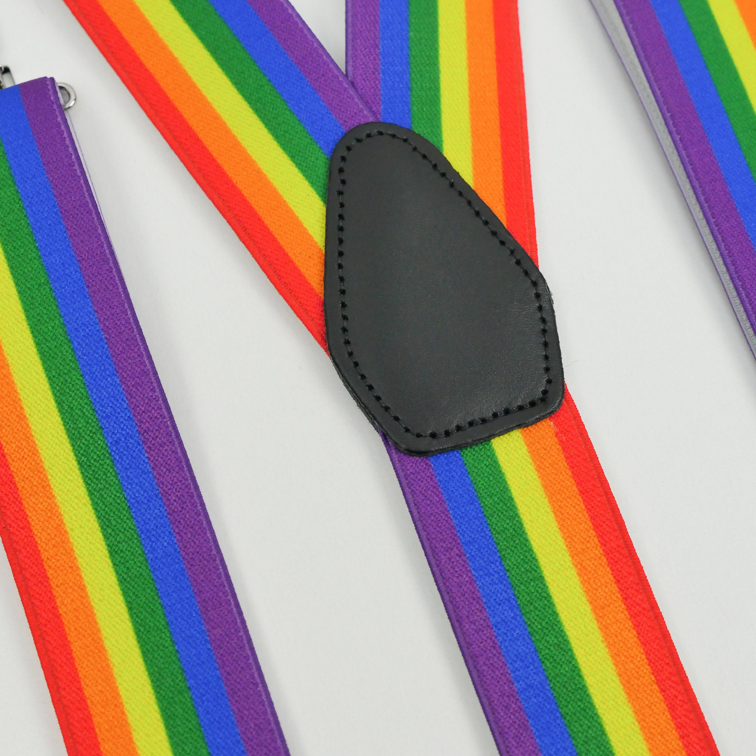 Rainbow Skinny Braces // Pride Flag Elastic Clip on Braces // X