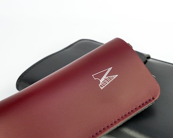 Handmade Burgundy Leather Glasses Case, Bright Spectacles Holder, Chroma Sunglasses Sleeve