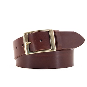 Ceinture en cuir marron classique 1 3/4" de large | Ceinture en cuir pleine fleur marron | 44 mm de large | Ceinture en cuir marron pour jeans