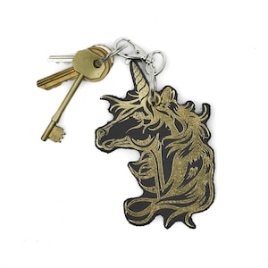 Unicorn Leather Bag Charm | Key Ring Decorations | Handmade Trinket | Novelty Leather Bauble | Weird and Wacky