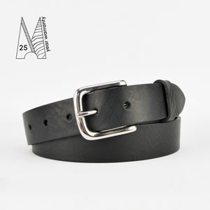 Black Leather Belt 1 1/4&quot; // Black Full Grain Leather Jeans Belt // 32mm // Womens Belt // Mens Belt