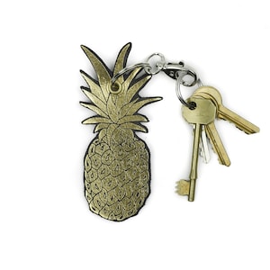 Handmade Pineapple Leather Bag Charm | Novelty Key Ring