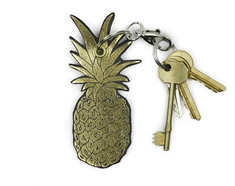 Ananas Leder Taschenanhänger | Neuheit Schlüsselanhänger