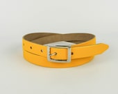 Leather Belt Handmade Bright Yellow 3 4 quot Ladies 20mm Real Leather Skinny Belt
