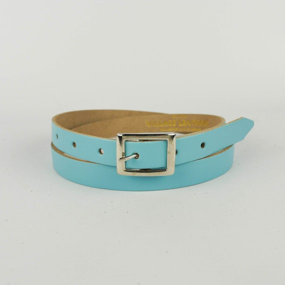 light blue leather belt