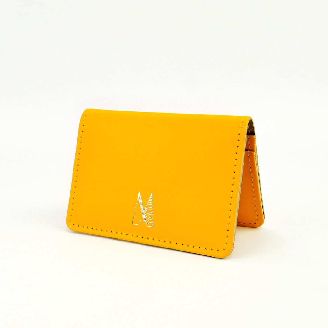 Yellow Leather Card Holder // Handmade Leather Shirt Wallet // Slim ...