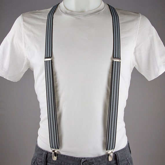 Mens Unisex Clip-on Braces Elastic Suspender Stripe Y- back Suspender