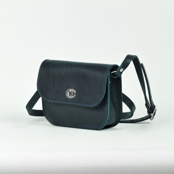 Navy Leather Crossbody Handbag Blue Leather Satchel Small Leather Shoulder Bag Missouri Collection Etsy