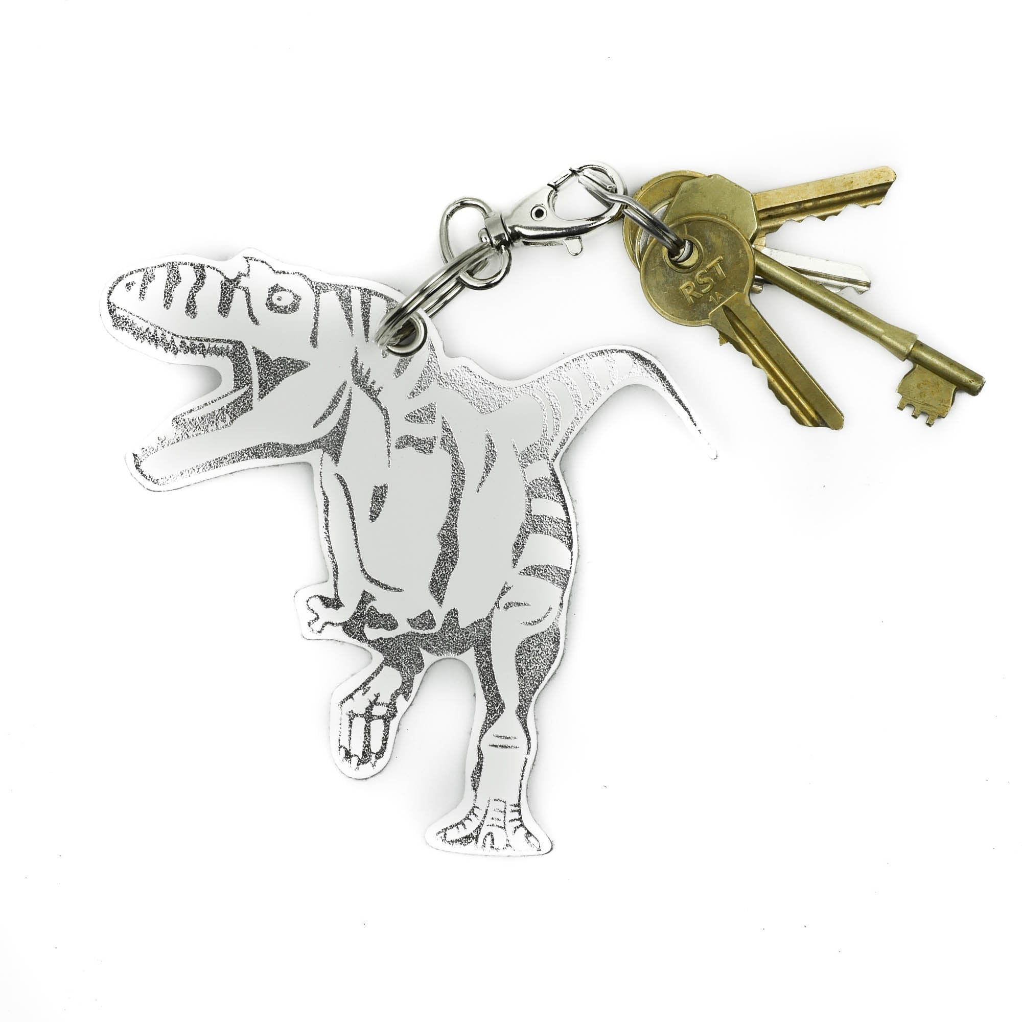Sterling Silver T-Rex Dinosaur Key Holder Ring - .925 Silver Keychain | Tyrannosaurus Key Ring | Dinosaur Jewelry Gift