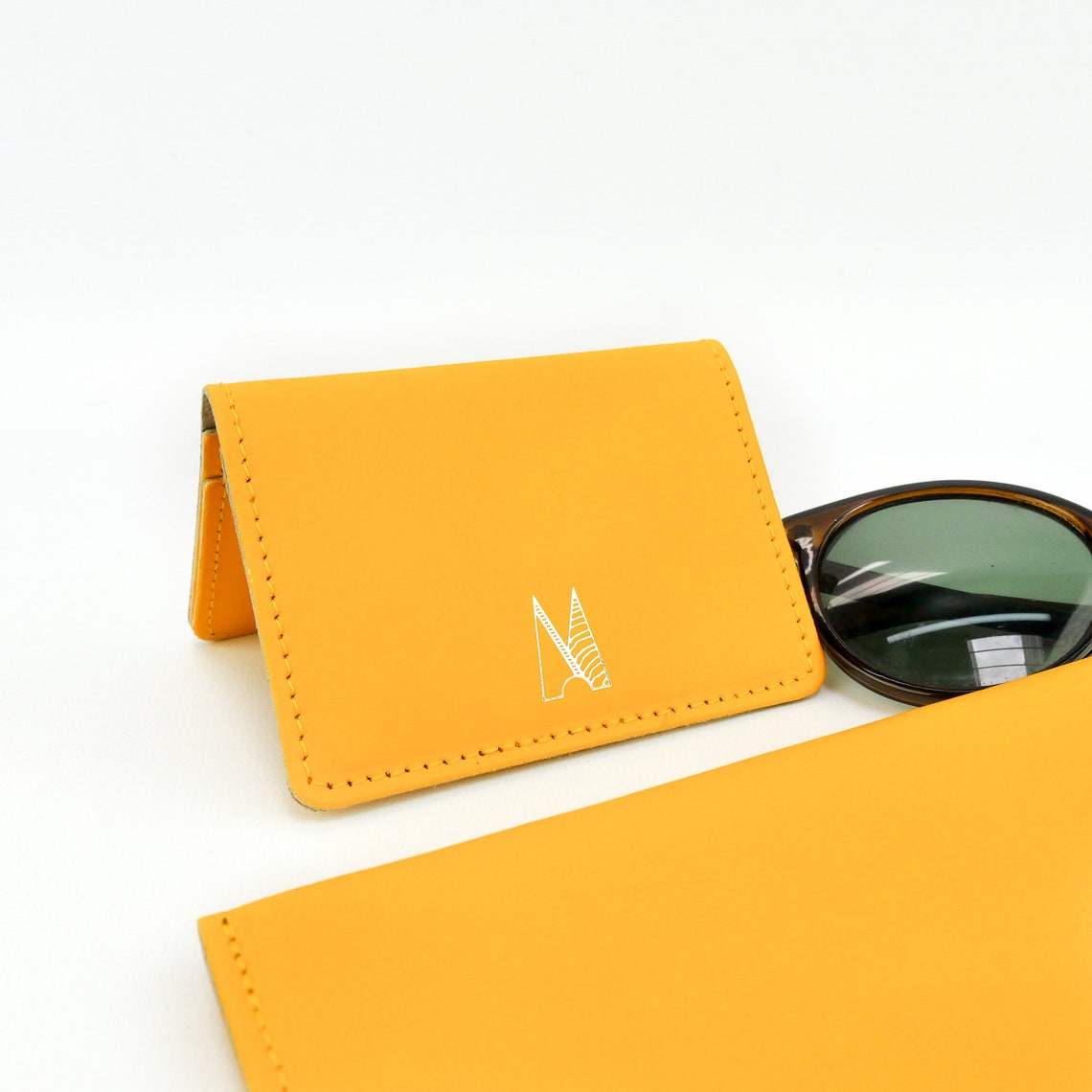 Yellow Leather Card Holder // Handmade Leather Shirt Wallet // | Etsy