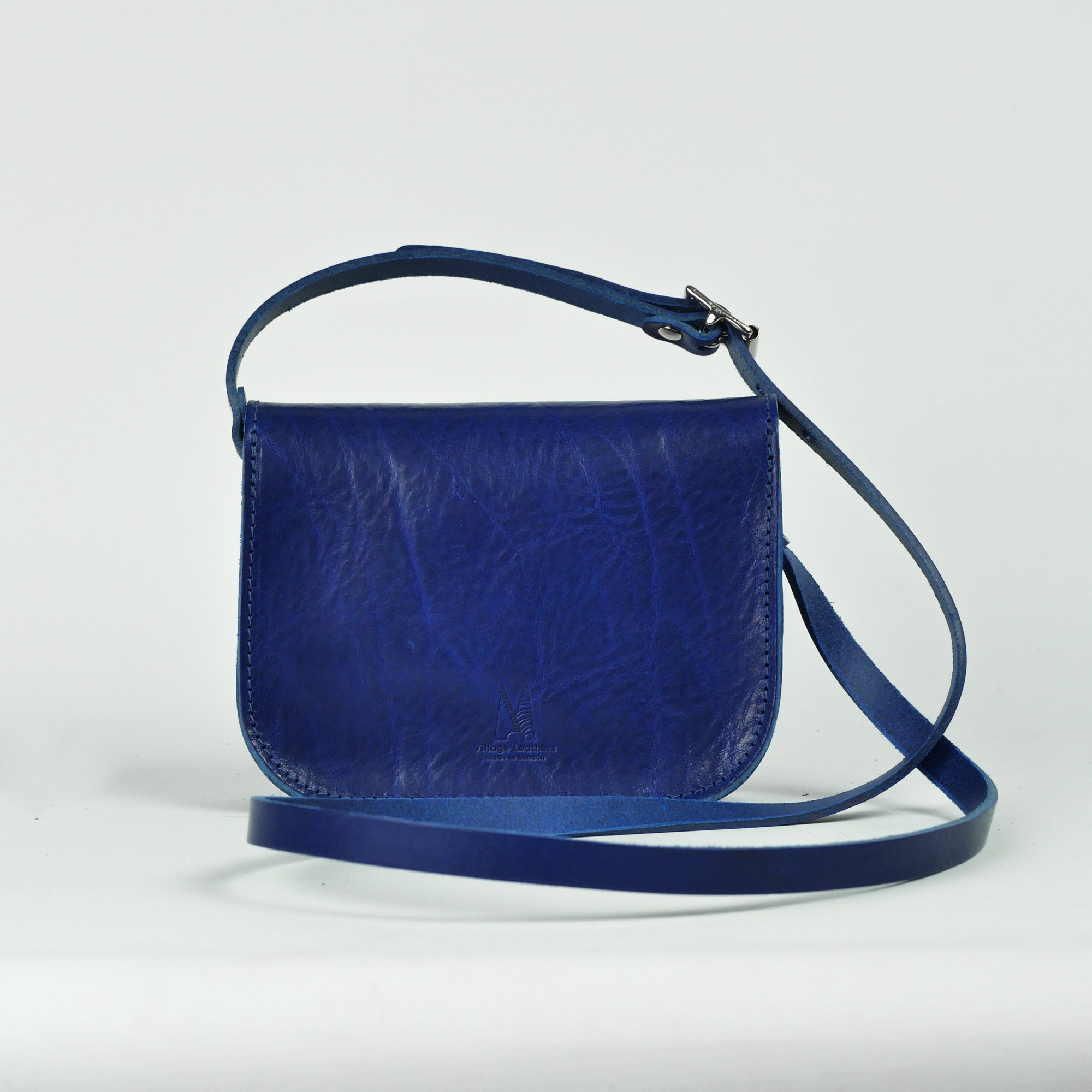 leather shoulder bag for woman Blue - LeRive Gauche - M Ink Blue