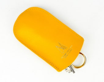 Hand Made Yellow Leather Key Holder// Small and Soft Bell Key // Roam