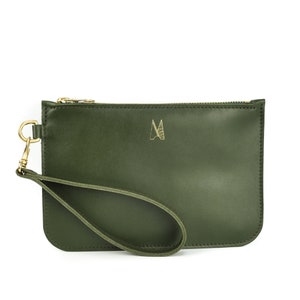 Bolso de mano de piel verde oliva hecho a mano // Bolso de mano de piel italiana suave // Roam