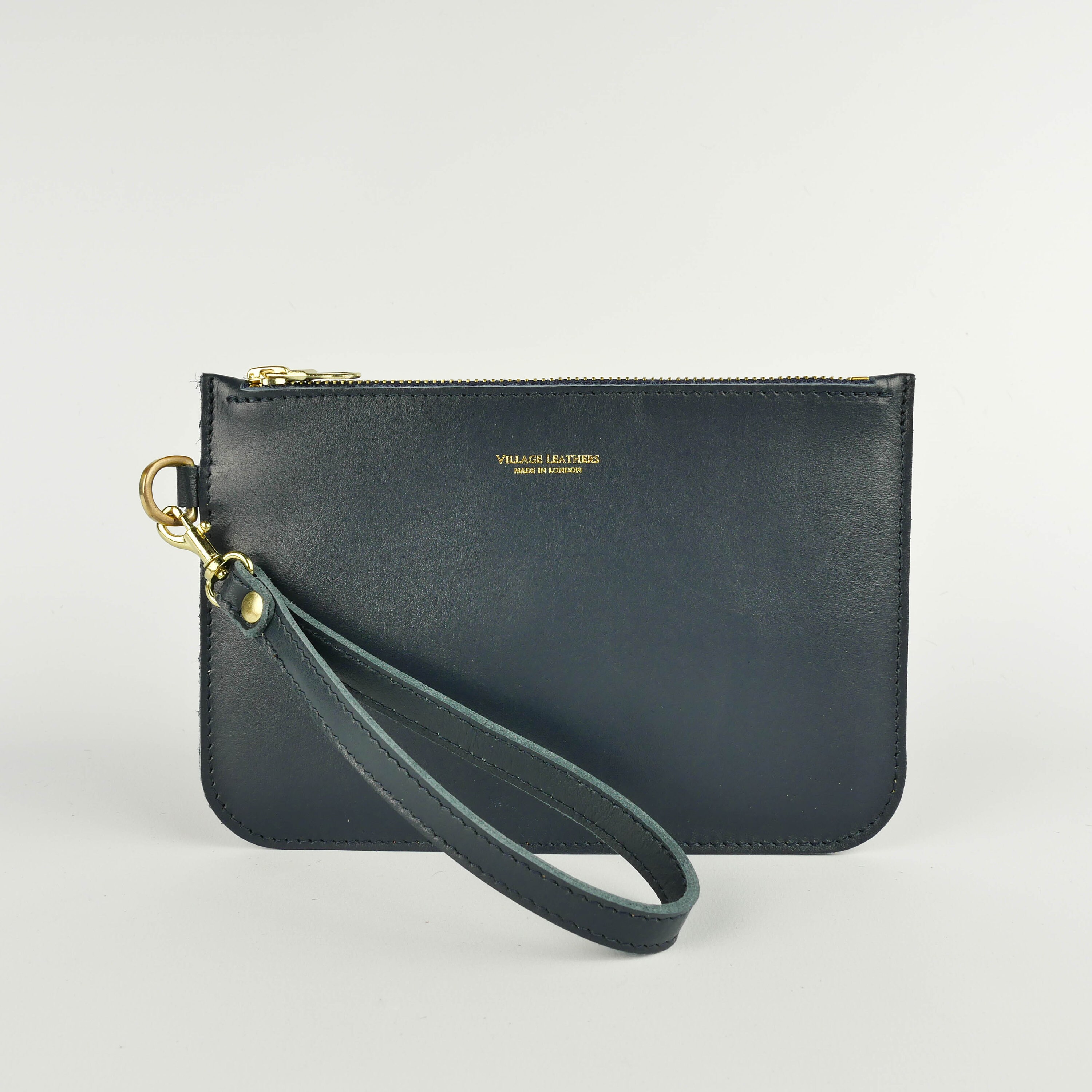 Navy Leather Clutch Bag Handmade // Soft Italian Leather Etsy