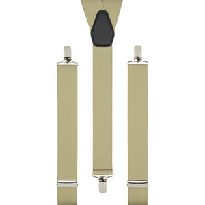Men&#39;s Beige Braces | Unisex Elastic Clip on Braces | Novelty Hipster Suspenders for Men | Trouser Braces