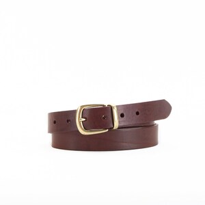 Smart Brown Leather Belt | 30mm wide Buckle and Loop Belt | 1 1/8" Formal Belt | Skinny Leather Belt