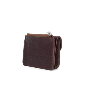 Cartera de cuero marrón / Cartera de cuero con monedero / Monedero y tarjetero de cuero sostenible imagen 5