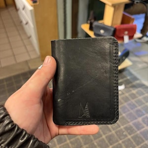 OFERTA / Billetera de Cuero Negra / Billetera de Cuero Fina / Billetera para Efectivo y Tarjetas / Cuero Sostenible